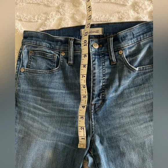 Madewell 10" High-Rise Skinny Distressed Tulip Hem Blue Jeans Size 28 - Picture 12 of 13